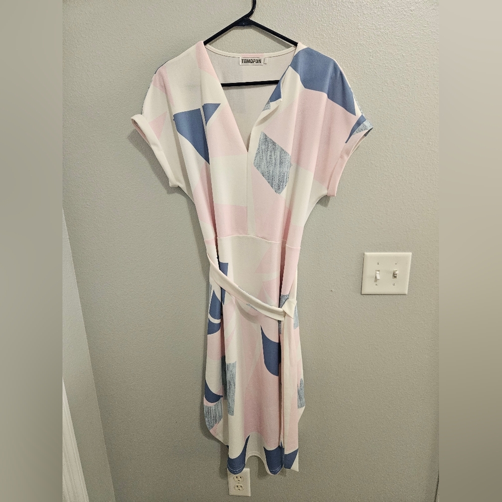 Women's Pastel Abstract Color Block Dress Size XXL